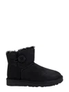 Ugg Mini Bailey Button Sheepskin-lined Suede Ankle Boots In Black