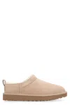Ugg Short Suede Ankle Boots With Shearling Lining And Pull Tab In Pink