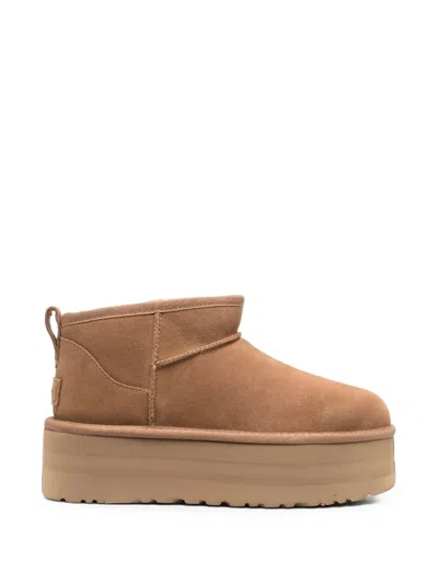 Ugg Classic Ultra Mini Platform Shearling-lined Suede Slip-on Boots For Women In Multi