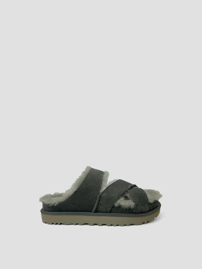 Ugg Mini Crisscross Strap Slip-on Sandals In Dense Smoke