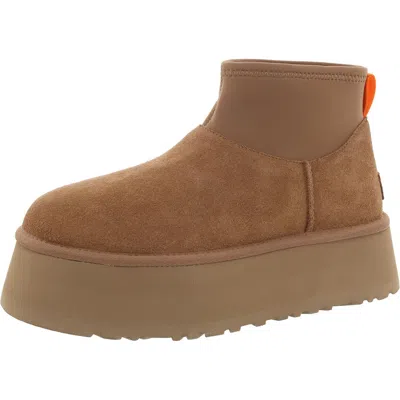 Ugg Mini Dipper Womens Faux Fur Lined Faux Shearling Shearling Boots In Brown