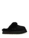 Ugg Disquette Mini Suede Slipper With Sheepskin Collar In Black