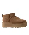 Ugg Mini Platform Shearling Boots In Brown