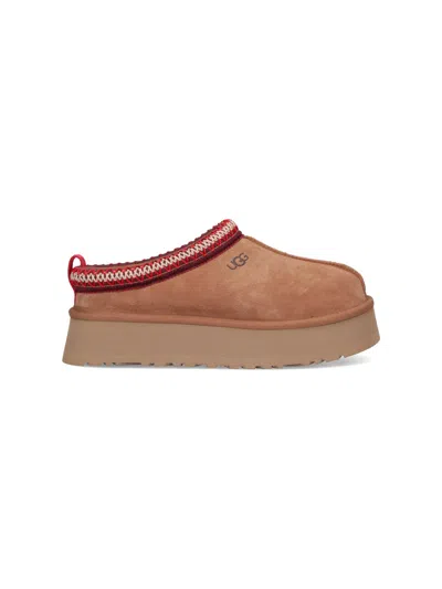 Ugg Mini Platform Slippers With Sheepskin Lining In Brown