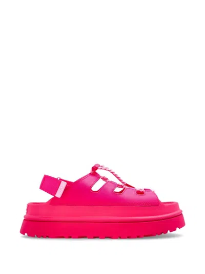 Ugg Mini Pu-jacketed Sandals With Eco-friendly Toe Cap And Velcro Closure In Pink