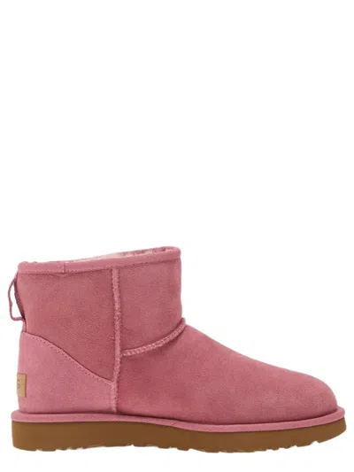 Ugg Mini Shearling & Suede Boots With Treadlite Outsole In Pink