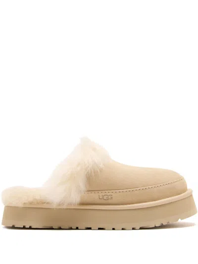 Ugg Mini Suede Leather Sandals With Sheepskin Comfort In Black