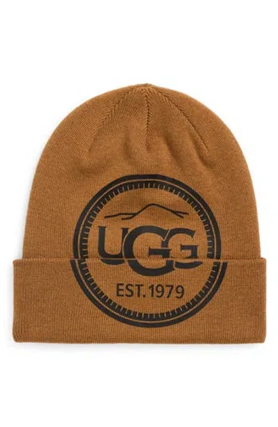 Ugg ® Mountain Logo Beanie In Brown