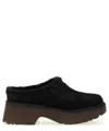 Ugg Womens Faux Fur Lined Leather Clogs In Black