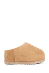 Ugg Round Toe Suede Mules With Rubber Sole In Brown