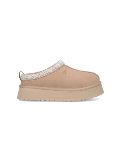 Ugg Tazz Beige Sabot With Embossed Logo In Suede Woman In Multi