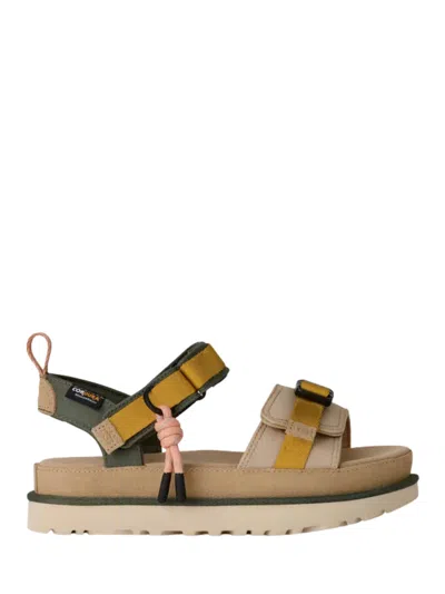 Ugg Multicolor Suede Platform Sandals In Burgundy