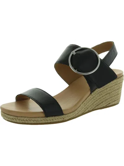 Ugg Navee Womens Slingback Leather Wedge Sandals In Black