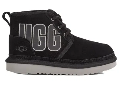 Pre-owned Ugg Neumel Graphic Boot (kids) Sneakers In Black/grey Suede
