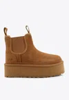 Ugg Neumel Brown Ankle Boots With Platform In Suede Leather In Brown