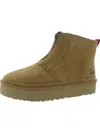 Ugg Neumel Womens Suede Faux Fur Lined Ankle Boots In Pink