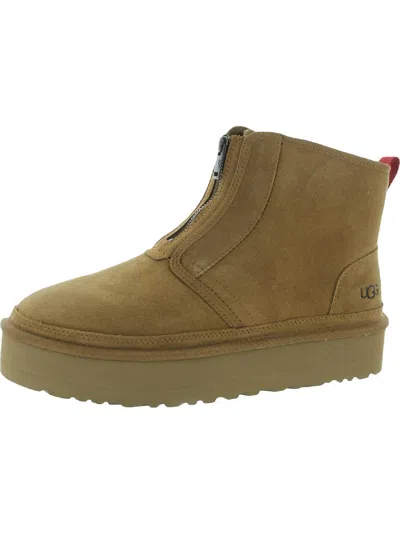 Ugg Neumel Womens Suede Faux Fur Lined Ankle Boots In Pink