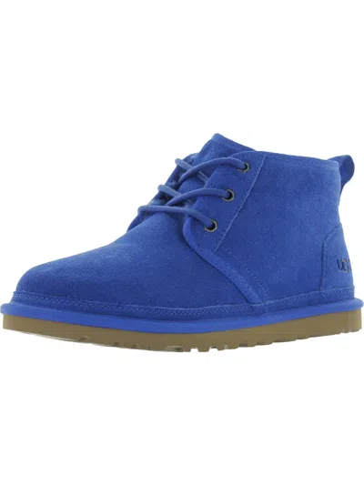 Ugg Neumel Womens Suede Shearling Casual Boots In Blue