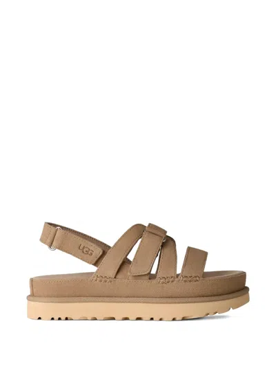 Ugg Goldenstar Slingback Suede Flat Sandals In Brown