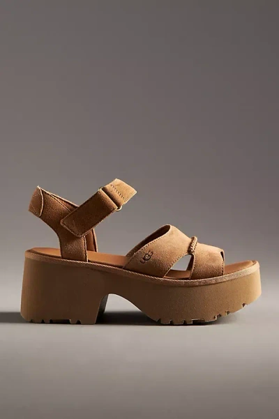 Ugg New Heights Ankle Strap Heels In Yellow