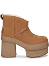 Ugg Womens Tan New Heights Mini Platform Suede Boots Eur 38/5 Uk In Brown