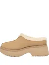 Ugg New Heights Fluffy-trim Mules In Neutral
