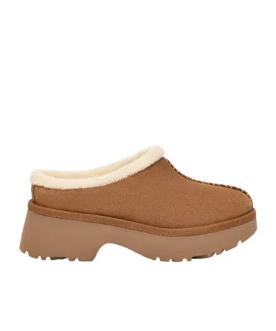 Ugg New Heights Fluffy-trim Mules In Neutral
