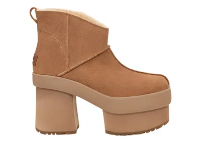 Pre-owned Ugg New Heights Platform Mini Boot (women's) Sneakers In Chestnut