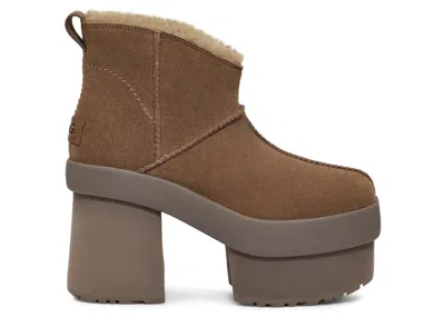 Pre-owned Ugg New Heights Platform Mini Boot (women's) Sneakers In Hickory In Brown
