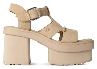 Pre-owned Ugg New Heights Platform Tstrap Sandal (women's) Sneakers In Mustard Seed In Yellow