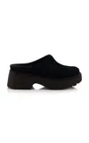 Ugg Womens Faux Fur Lined Leather Clogs In Black