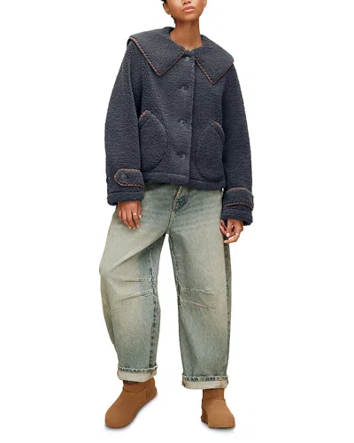 Ugg Nikia Fleece Collared Jacket In Blue