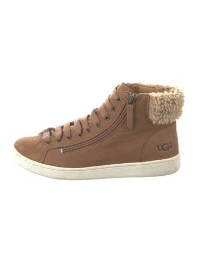 Pre-owned Ugg Nubuck Colorblock Pattern Lace-up Boots In Brown