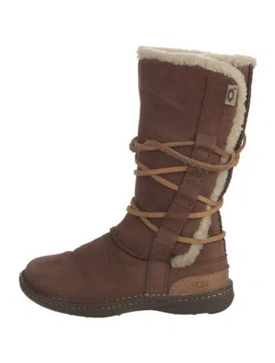 Pre-owned Ugg Nubuck Lace-up Boots In Brown