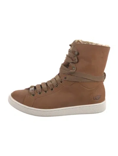 Pre-owned Ugg Nubuck Lace-up Boots In Brown