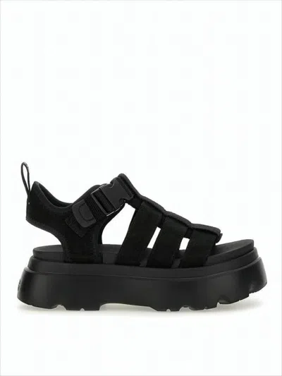 Ugg Nubuck Leather Sandals With Red Platform Sole In White