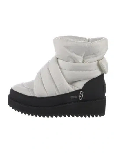 Pre-owned Ugg Nylon Colorblock Pattern Lace-up Boots In White