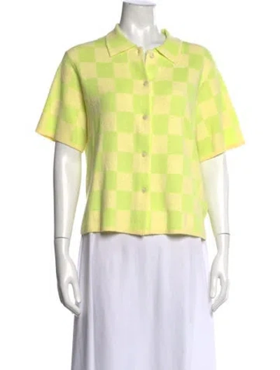 Pre-owned Ugg Nylon Plaid Print Polo In Yellow