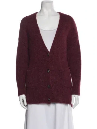 Pre-owned Ugg Nylon V-neck Sweater In Burgundy