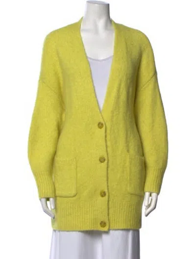 Pre-owned Ugg Nylon V-neck Sweater In Yellow