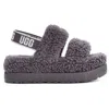 Ugg Oh Fluffita Womens Sheepskin Flatform Slingbacks In Grey