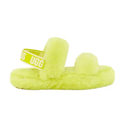 Pre-owned Ugg Oh Yeah Slide Kids 'sulfur' | Green | Kid's Size 6