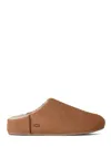 Ugg Open-back Plush Leather Slip-on Shoes In Brown