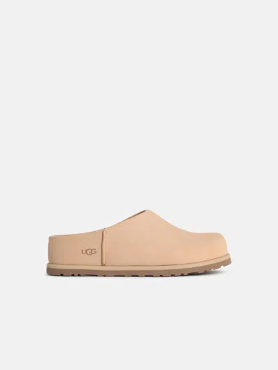 Ugg 'otzo' Beige Nubuck Sabots In Brown