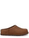 Ugg Matte Finish Smooth Rounded Toe Clogs In Brown
