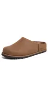 Ugg Matte Finish Smooth Rounded Toe Clogs In Brown