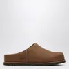 Ugg Suede Slippers Round Toe Rubber Sole In Brown