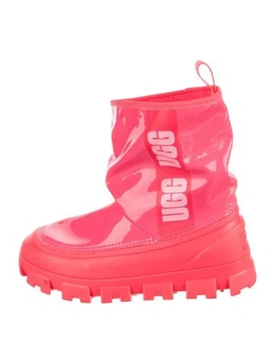 Pre-owned Ugg Patent Leather Graphic Print Boots In Pink