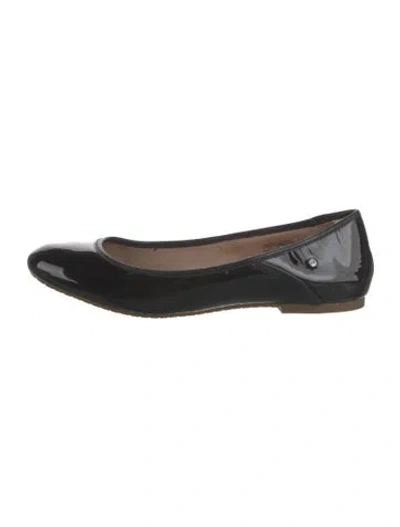 Pre-owned Ugg Patent Leather Leather Trim Embellishment Ballet Flats In Black