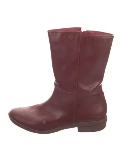 Pre-owned Ugg Patent Leather Moto Boots In Red